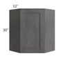 RTA Stone Grey 24" x 30" Diagonal Corner Wall Cabinet with Glass Door