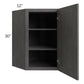 RTA Stone Grey 24" x 30" Diagonal Corner Wall Cabinet with Glass Door