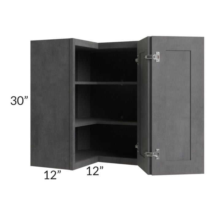 RTA Stone Grey 24" x 30" Easy Reach Corner Wall Cabinet