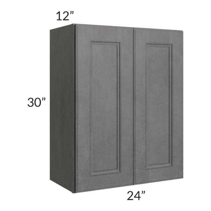 RTA Stone Grey 24" x 30" Wall Cabinet with 1 Decorative End Panel
