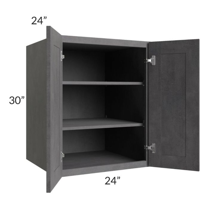 RTA Stone Grey 24" x 30" x 24" Split Pantry Wall Cabinet