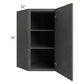 RTA Stone Grey 24" x 36" Diagonal Corner Wall Cabinet with Glass Door
