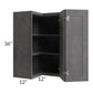 RTA Stone Grey 24" x 36" Easy Reach Corner Wall Cabinet
