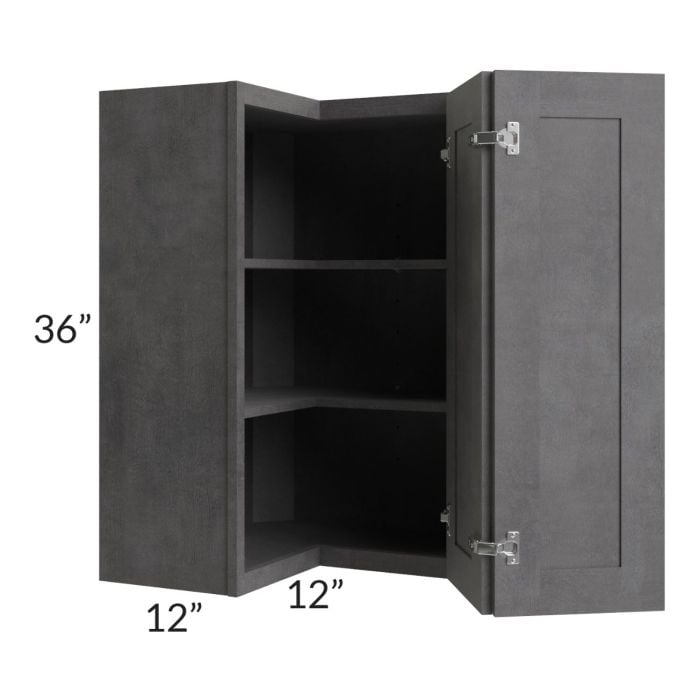 RTA Stone Grey 24" x 36" Easy Reach Corner Wall Cabinet