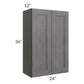 RTA Stone Grey 24" x 36" Wall Cabinet with Glass Door