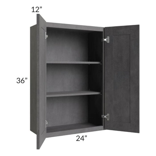 RTA Stone Grey 24" x 36" Wall Cabinet with Glass Door