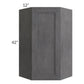 RTA Stone Grey 24" x 42" Diagonal Corner Wall Cabinet with Glass Door