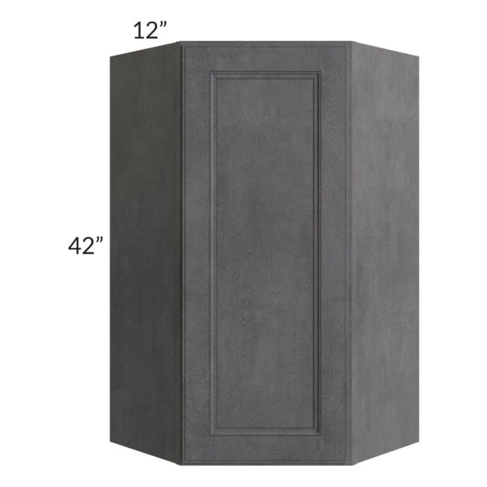 RTA Stone Grey 24" x 42" Diagonal Corner Wall Cabinet with Glass Door