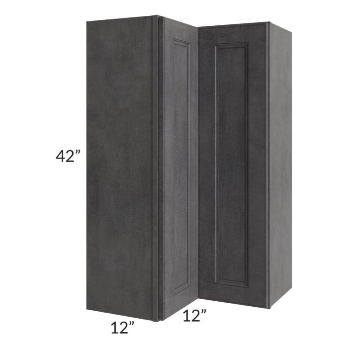 RTA Stone Grey 24" x 42" Easy Reach Corner Wall Cabinet