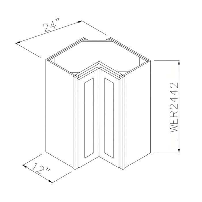 RTA Stone Grey 24" x 42" Easy Reach Corner Wall Cabinet