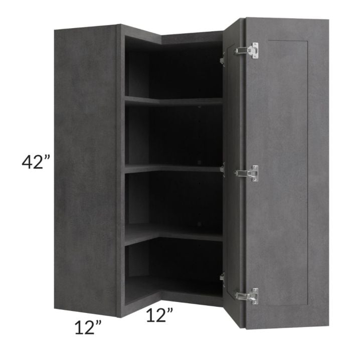 RTA Stone Grey 24" x 42" Easy Reach Corner Wall Cabinet
