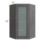 RTA Stone Grey 24" x 42" Glass Diagonal Corner Wall Cabinet