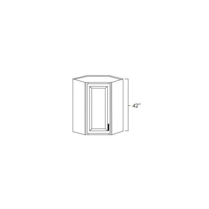RTA Stone Grey 24" x 42" Glass Diagonal Corner Wall Cabinet