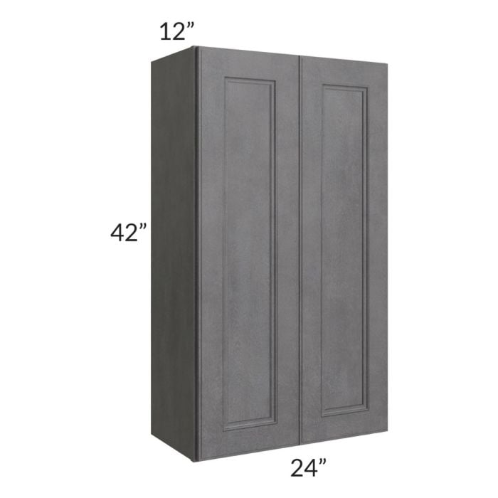 RTA Stone Grey 24" x 42" Wall Cabinet with 2 Decorative End Panels