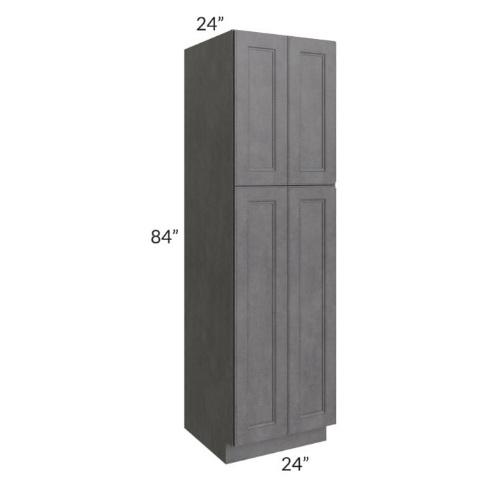 RTA Stone Grey 24" x 84" Utility Cabinet with 2 Decorative End Panels and 3 Roll Out Trays