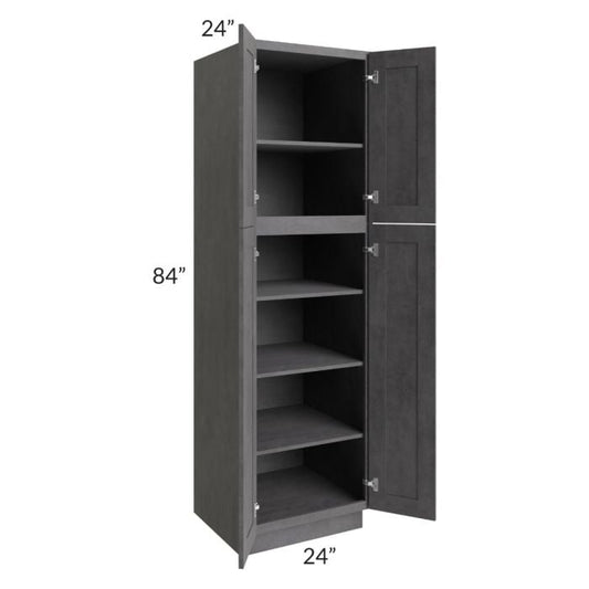 RTA Stone Grey 24" x 84" Utility Cabinet with 2 Decorative End Panels and 3 Roll Out Trays
