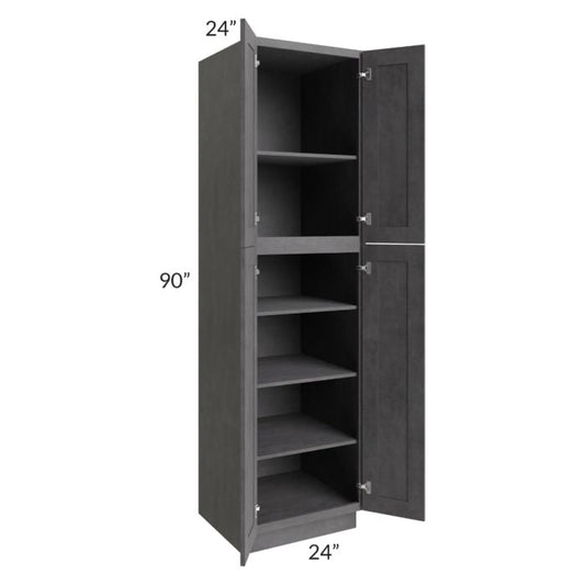 RTA Stone Grey 24" x 90" Utility Cabinet with 1 Decorative End Panel and 1 Roll Out Tray