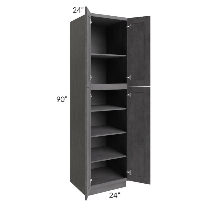 RTA Stone Grey 24" x 90" Utility Cabinet with 2 Decorative End Panels