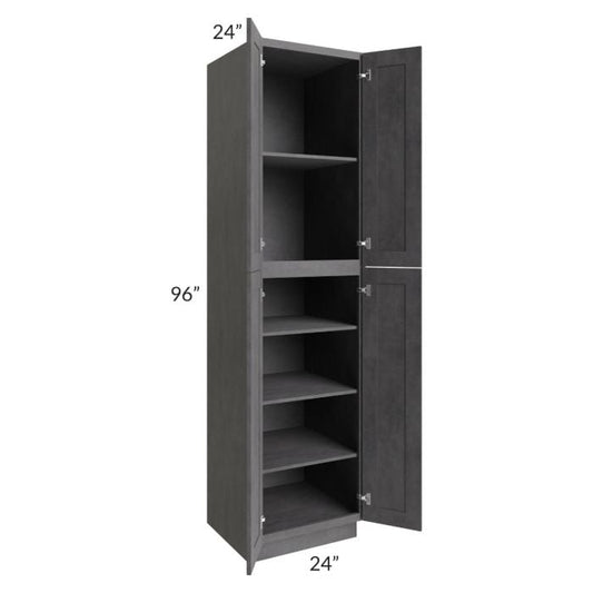RTA Stone Grey 24" x 96" Utility Cabinet with 1 Decorative End Panel and 1 Roll Out Tray