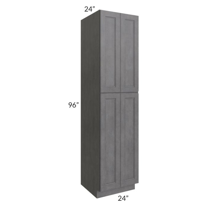 RTA Stone Grey 24" x 96" Utility Cabinet with 2 Decorative End Panels