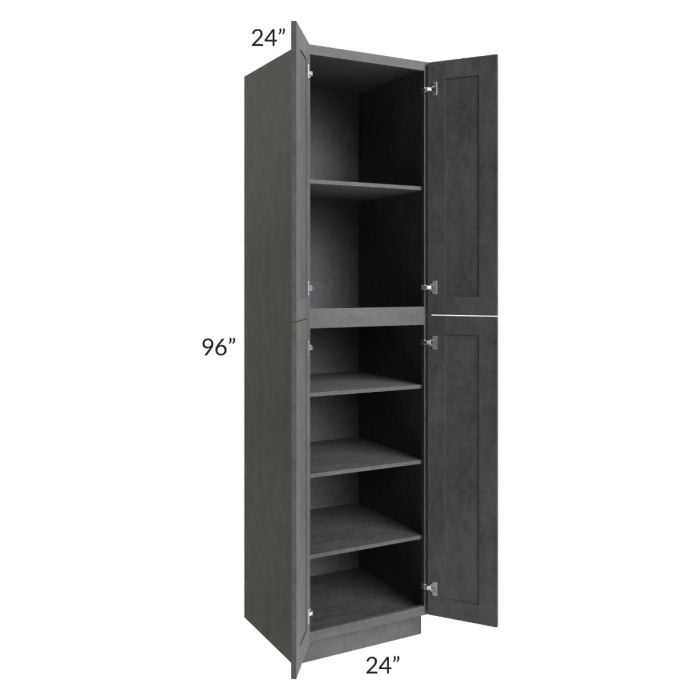 RTA Stone Grey 24" x 96" Utility Cabinet with 4 Roll Out Trays