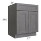 RTA Stone Grey 27" Base Cabinet with 2 Decorative End Panels and 1 Roll Out Tray