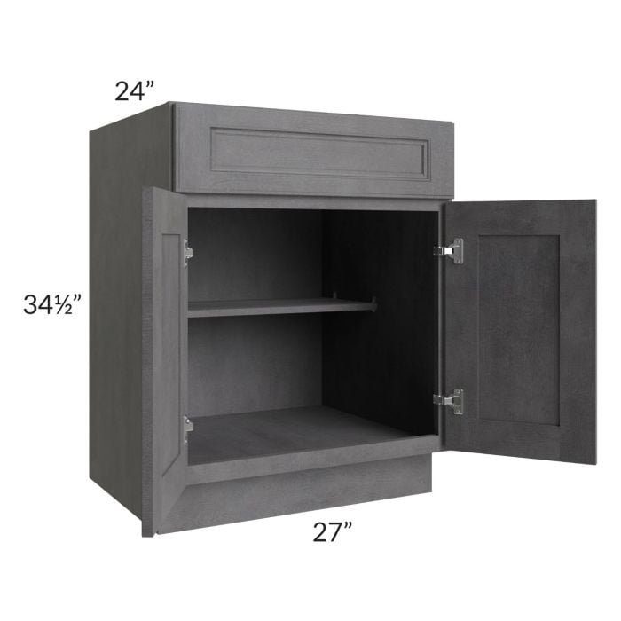 RTA Stone Grey 27" Base Cabinet with 2 Decorative End Panels