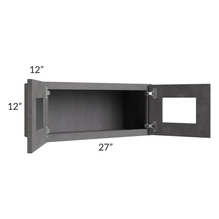 RTA Stone Grey 27" x 12" Decorative Wall Cabinet with Plain Glass