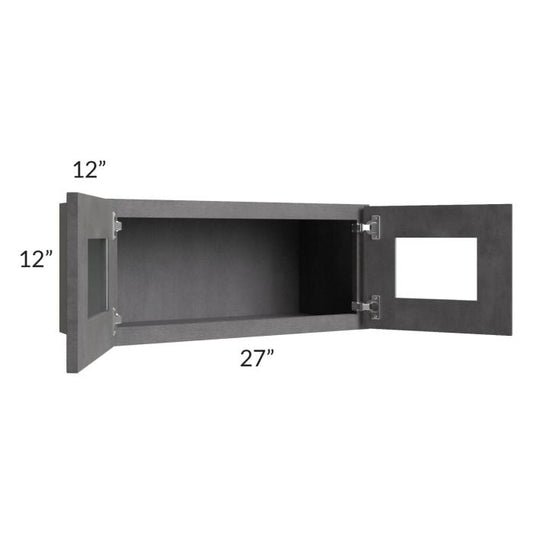 RTA Stone Grey 27" x 12" Decorative Wall Cabinet with Plain Glass