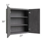 RTA Stone Grey 27" x 30" Wall Cabinet with 1 Decorative End Panel