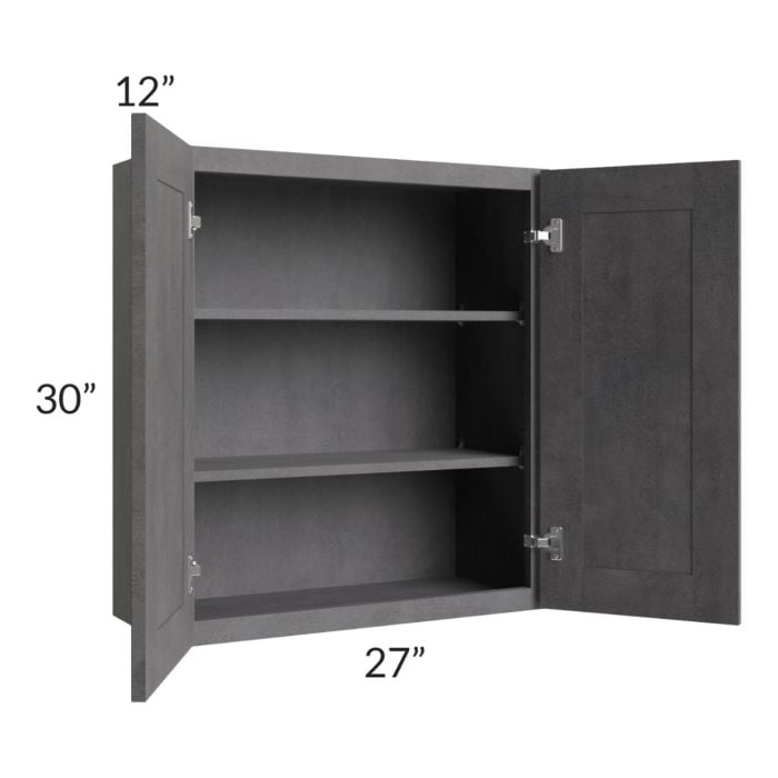 RTA Stone Grey 27" x 30" Wall Cabinet with 1 Decorative End Panel