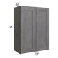 RTA Stone Grey 27" x 36" Wall Cabinet with 1 Decorative End Panel