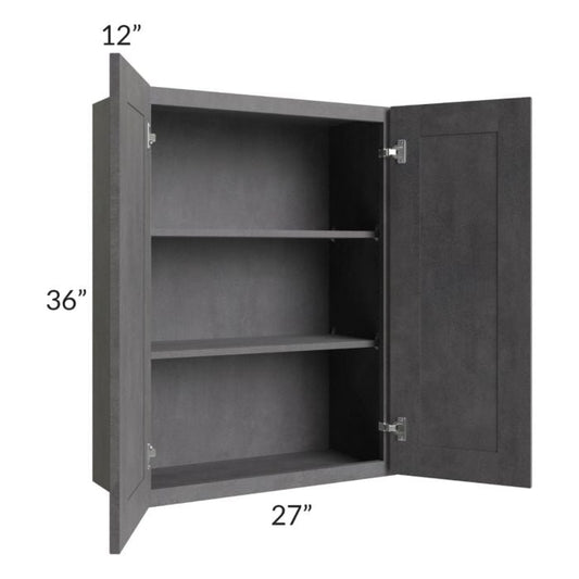 RTA Stone Grey 27" x 36" Wall Cabinet with 1 Decorative End Panel