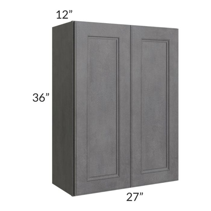 RTA Stone Grey 27" x 36" Wall Cabinet with 2 Decorative End Panels