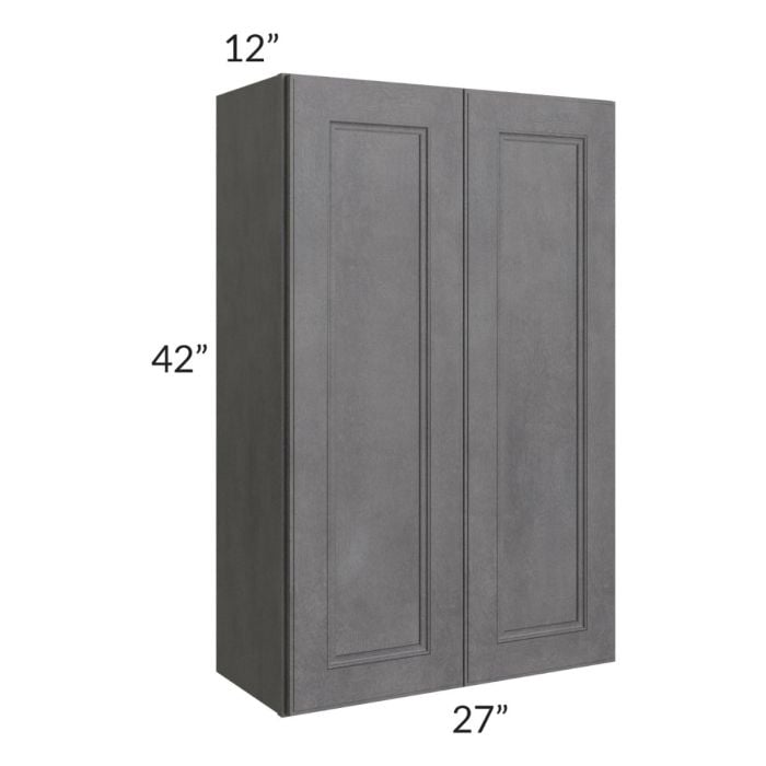 RTA Stone Grey 27" x 42" Wall Cabinet with 1 Decorative End Panel