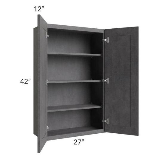 RTA Stone Grey 27" x 42" Wall Cabinet with 1 Decorative End Panel
