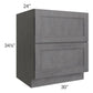 RTA Stone Grey 30" 2-Drawer Base Cabinet with 1 Decorative End Panel