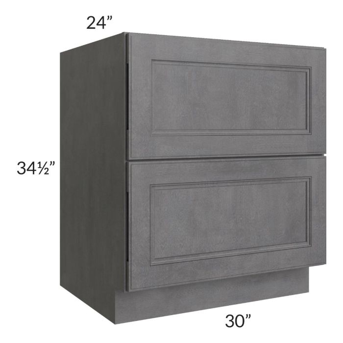 RTA Stone Grey 30" 2-Drawer Base Cabinet