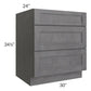 RTA Stone Grey 30" 3-Drawer Base Cabinet with 1 Decorative End Panel