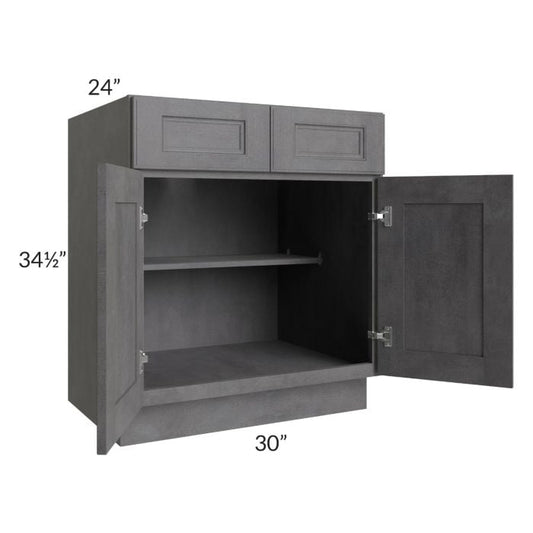 RTA Stone Grey 30" Base Cabinet with 1 Decorative End Panel