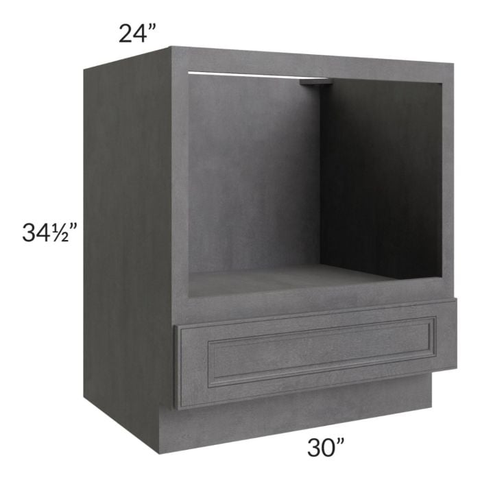 RTA Stone Grey 30" Base Microwave Cabinet with 2 Decorative End Panels