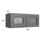 RTA Stone Grey 30" x 12" Decorative Wall Cabinet with Plain Glass
