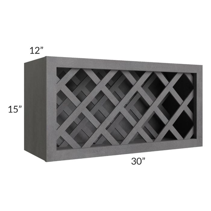 RTA Stone Grey 30" x 15" Lattice Wine Rack