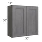 RTA Stone Grey 30" x 30" Wall Cabinet with 1 Decorative End Panel