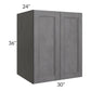 RTA Stone Grey 30" x 36" x 24" Split Pantry Wall Cabinet