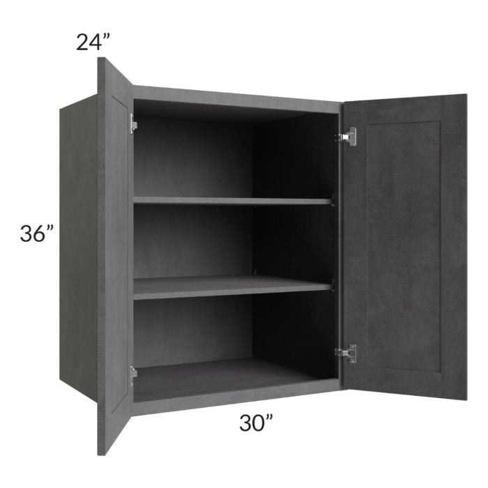 RTA Stone Grey 30" x 36" x 24" Split Pantry Wall Cabinet