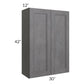 RTA Stone Grey 30" x 42" Wall Cabinet with 2 Decorative End Panels