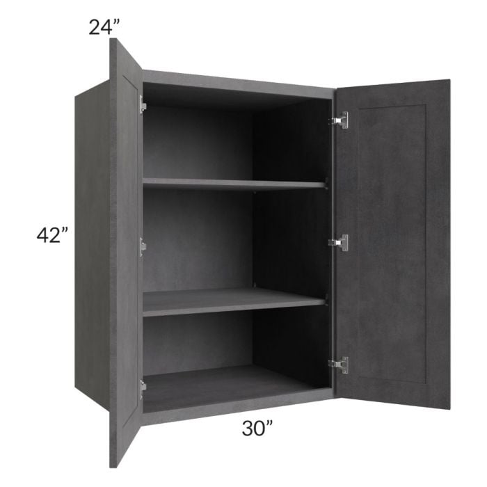 RTA Stone Grey 30" x 42" x 24" Split Pantry Wall Cabinet