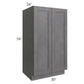 RTA Stone Grey 30" x 54" Split Pantry Base Cabinet with 2 Roll Out Trays