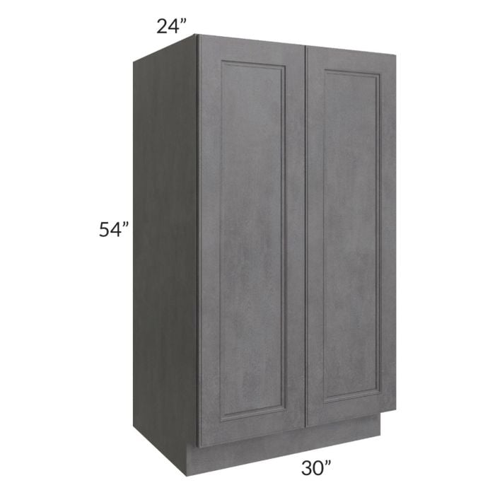 RTA Stone Grey 30" x 54" Split Pantry Base Cabinet with 3 Roll Out Trays